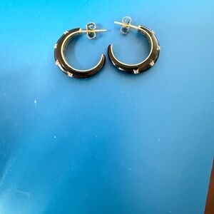 Mejuri Black Crescent Hoop Earrings with Gold Accents